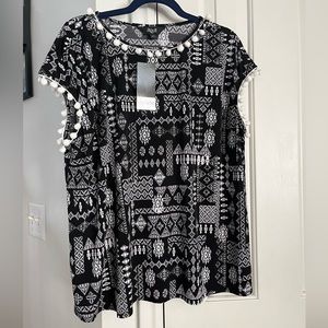 Slim Factor by Investments NWT Sleeveless Top with Pompoms - size 2X